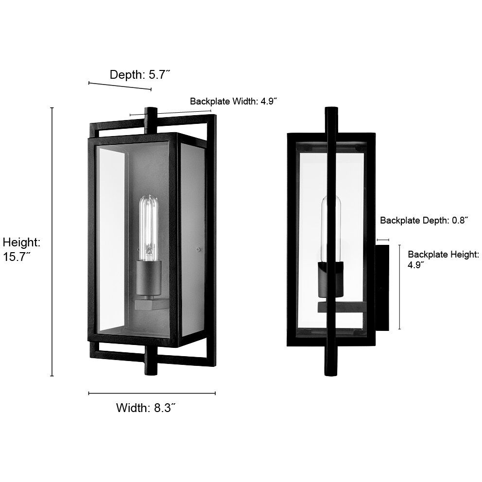 Rankin 1 Light 15.7 inch Textured Black Outdoor Wall Sconce